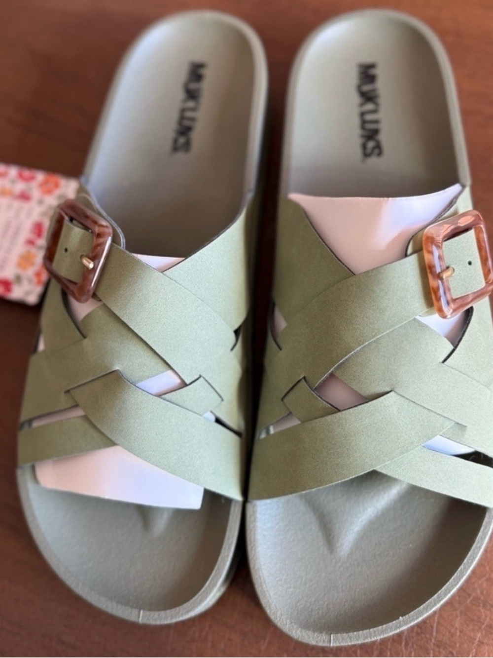 NWT Muk Luks Women's Sage Green Braided Slide Sandals SZ 9 - Picture 3 of 8